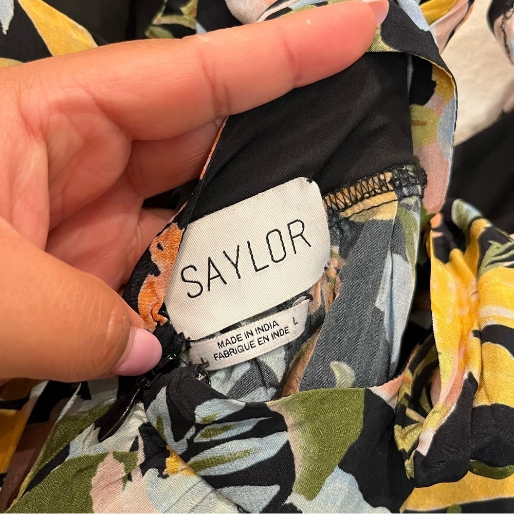 SAYLOR Karalyn Dress Babydoll Tropical Floral Ruffle Mini Dress Size Large - Picture 5 of 9
